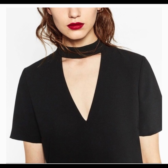 Zara V Neck Dress with choker neck collar - Picture 2 of 14